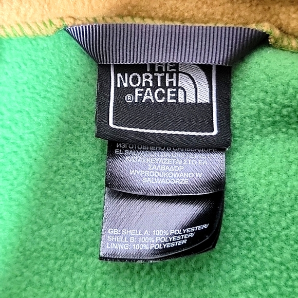 The North Face Fleece Color Block Jacket Size Large Green and Tan - Picture 6 of 7